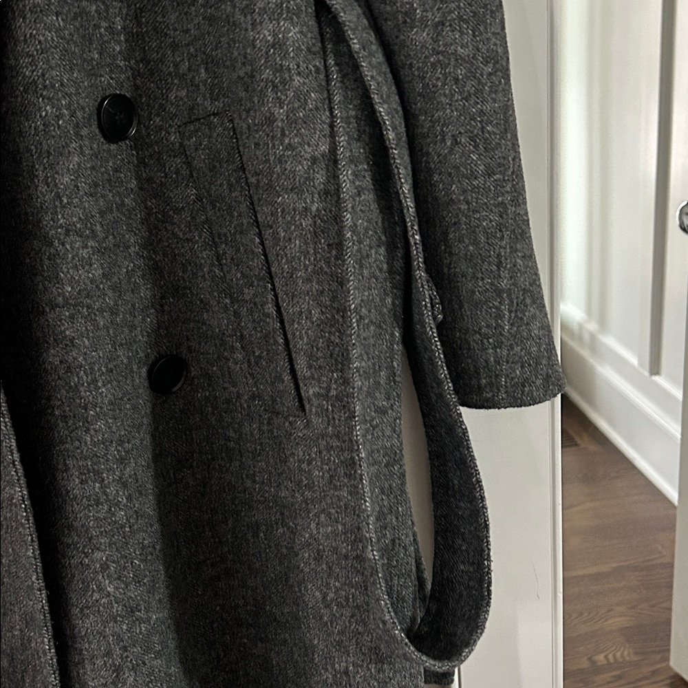 Women's Zara Gray Wool Blend Trench Coat - Picture 5 of 7